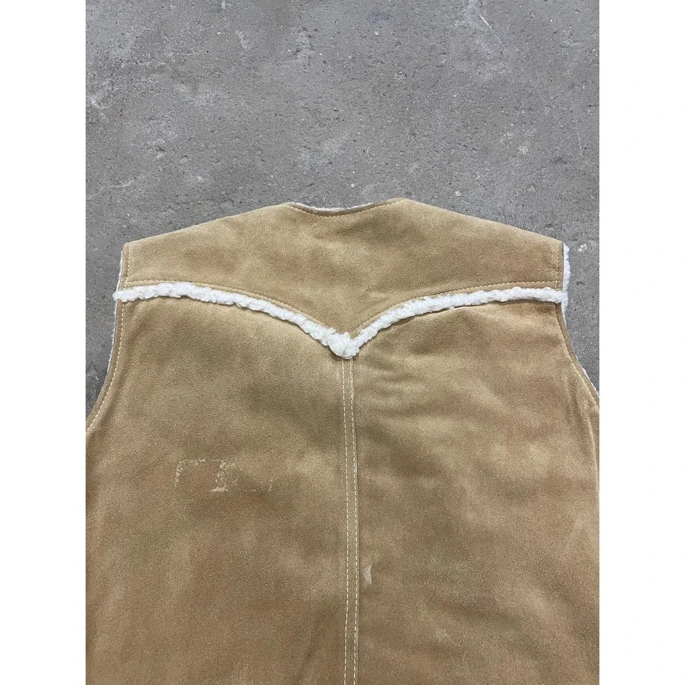 Vintage Levi's Vest‎ Mens Medium Beige Suede Sherpa Lined Western 60608-9724